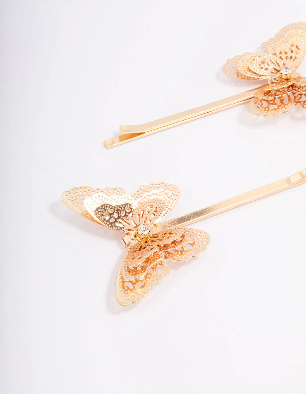 Gold Detailed Butterfly Hair Clip Pack - Image 2