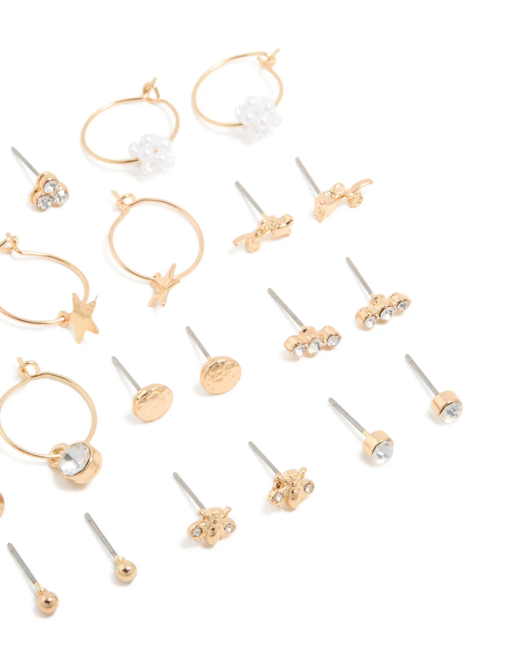 Gold Diamante & Bee Stud Earrings 12-Pack - Image 3