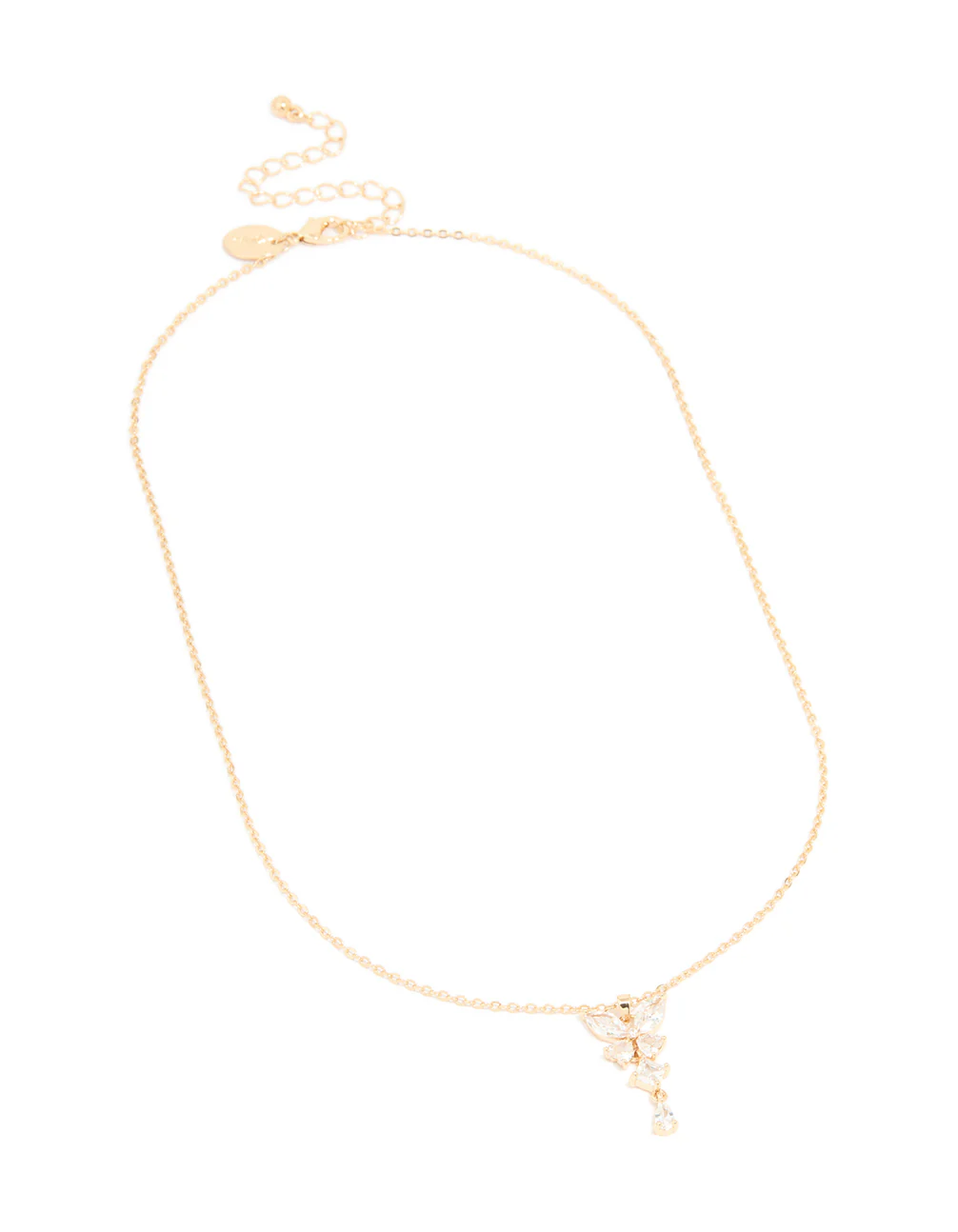 Gold Diamante Butterfly Drop Necklace - Image 2