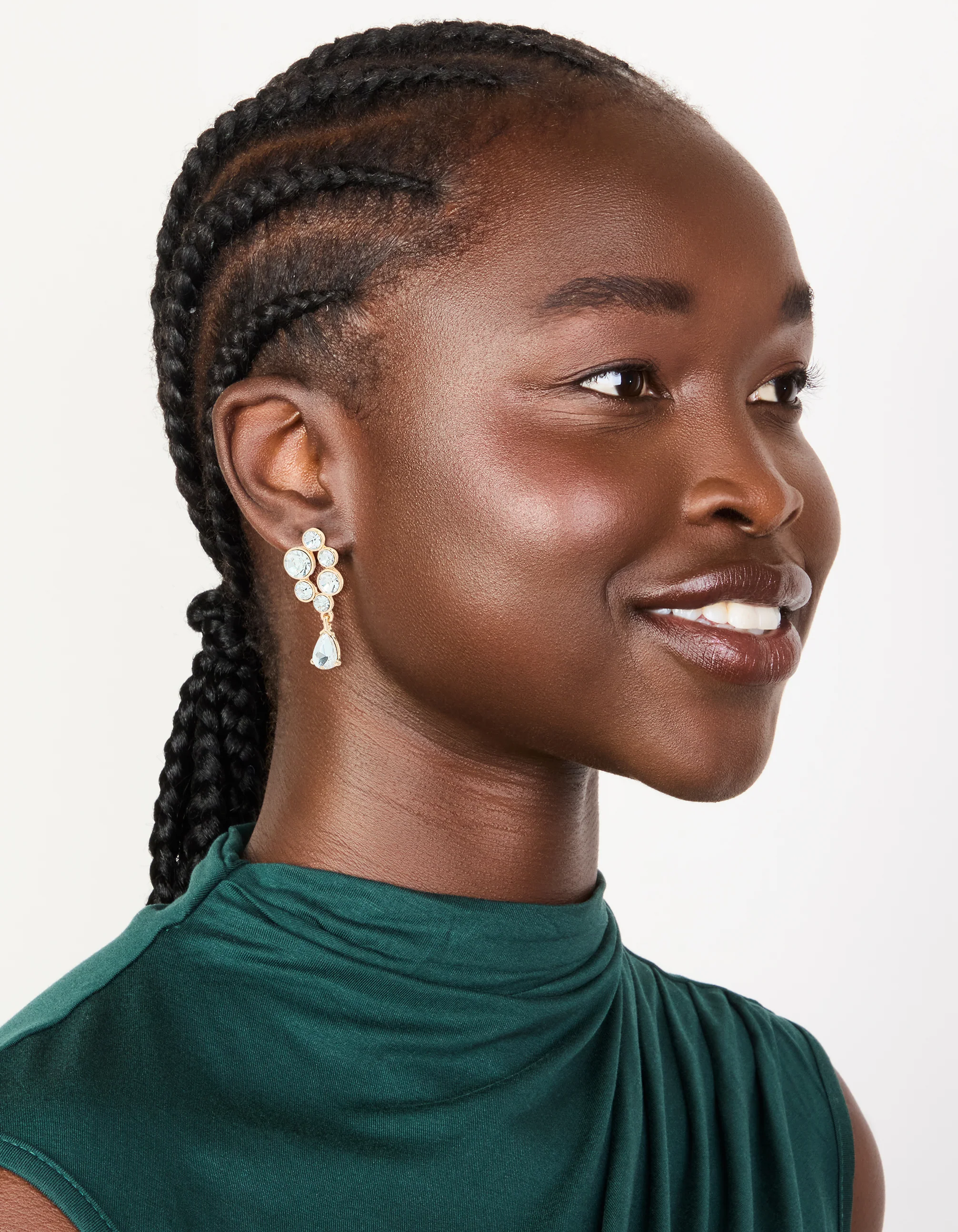 Gold Diamante Cluster Chandelier Drop Earrings - Image 3