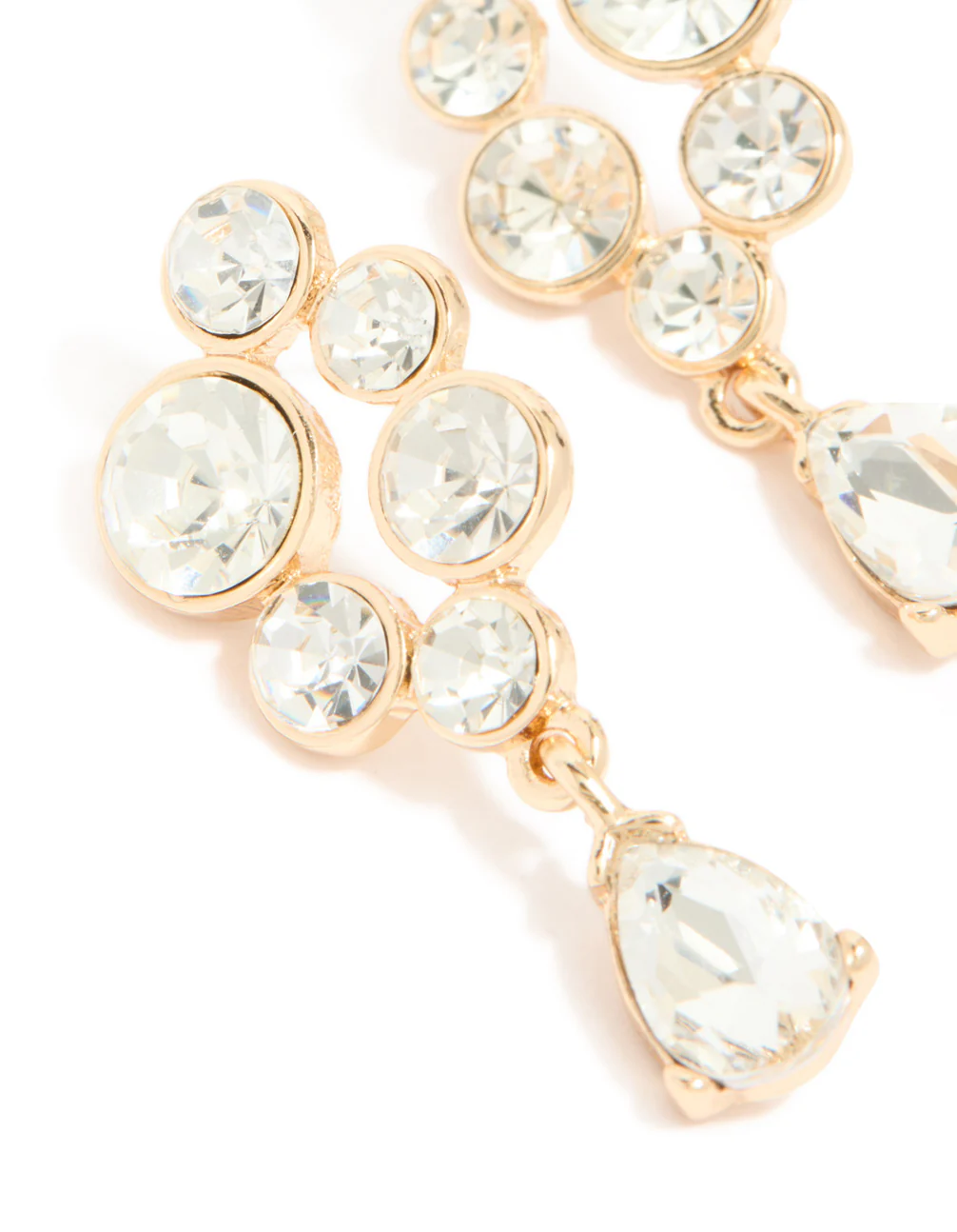 Gold Diamante Cluster Chandelier Drop Earrings - Image 4