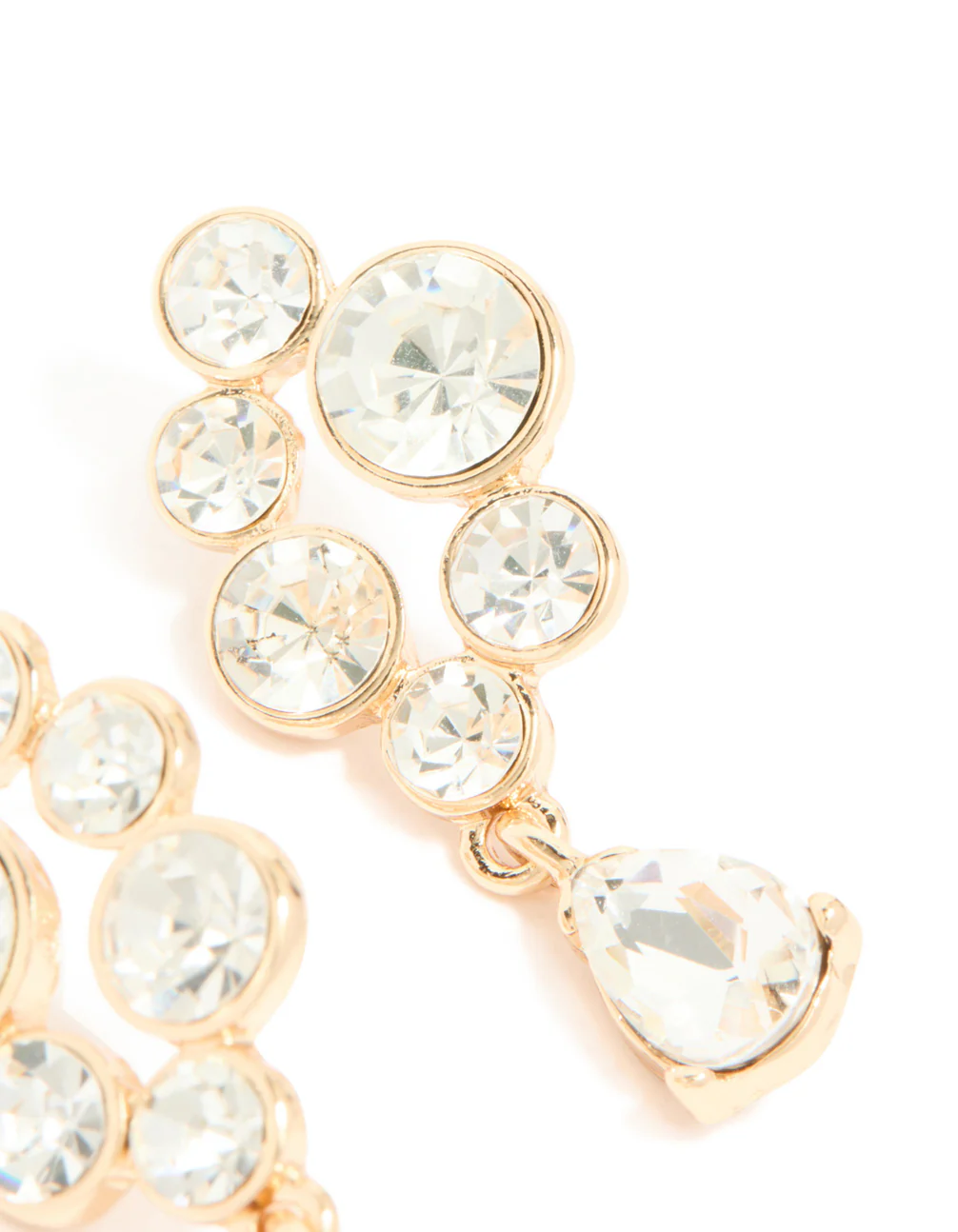 Gold Diamante Cluster Chandelier Drop Earrings - Image 5