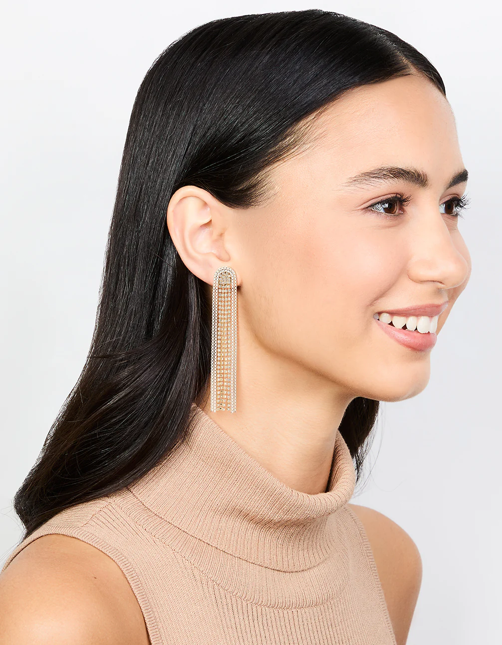 Gold Diamante Cupchain Drop Earrings - Image 3