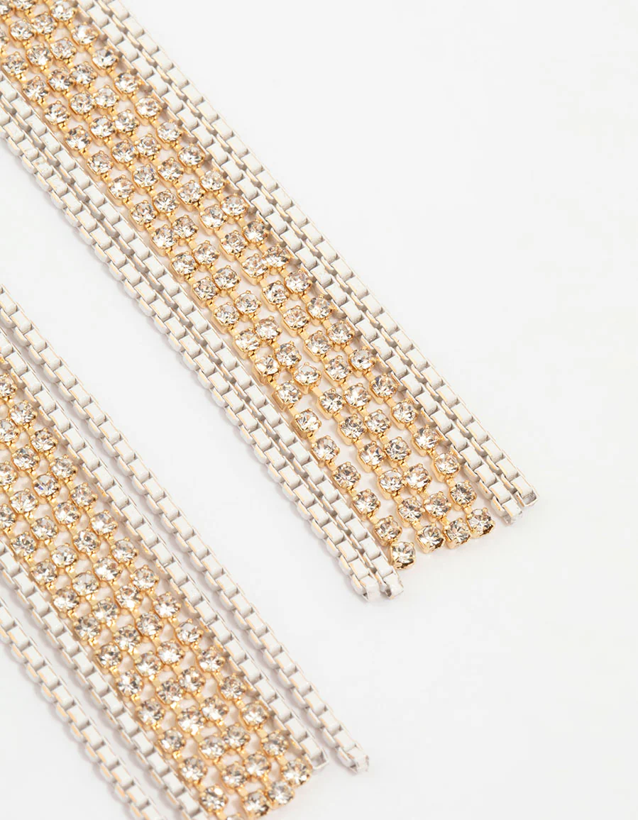 Gold Diamante Cupchain Drop Earrings - Image 5