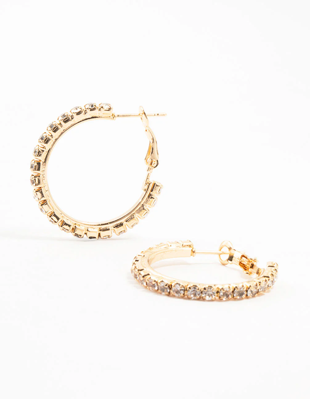 Gold Diamante Cup Chain Hoop Earrings