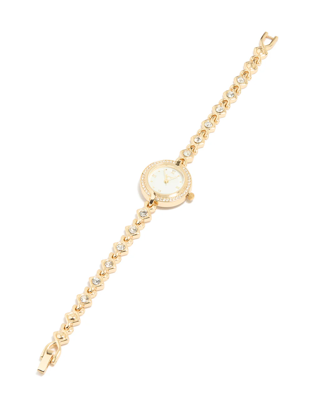 Gold Diamante Dainty Round Watch - Image 2