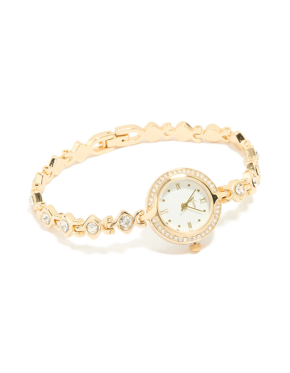 Gold Diamante Dainty Round Watch - Image 3