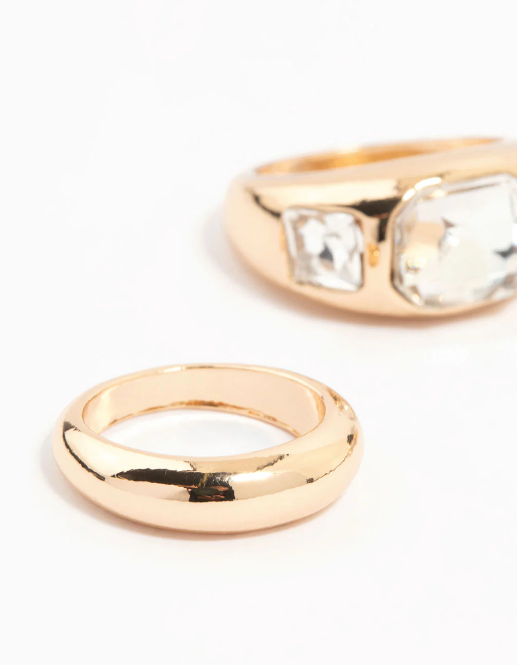 Gold Diamante Dome Stacking Rings 3-Pack - Image 2
