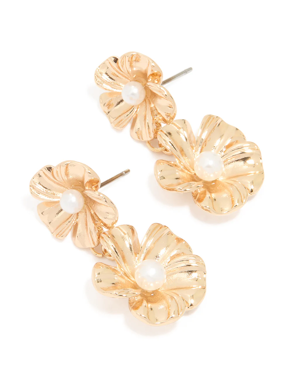 Gold Diamante Doorknocker Rectangle Stud Earrings