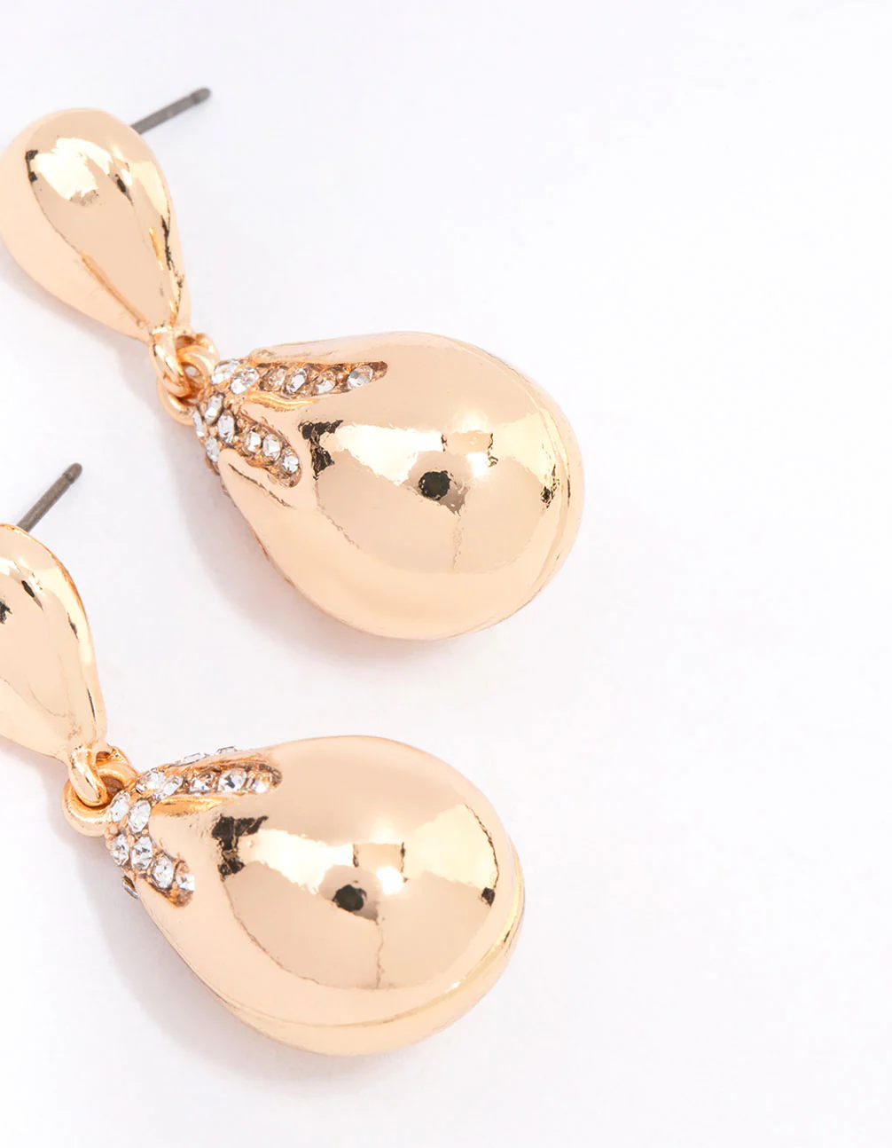 Gold Diamante Double Tapered Drop Earrings - Image 3