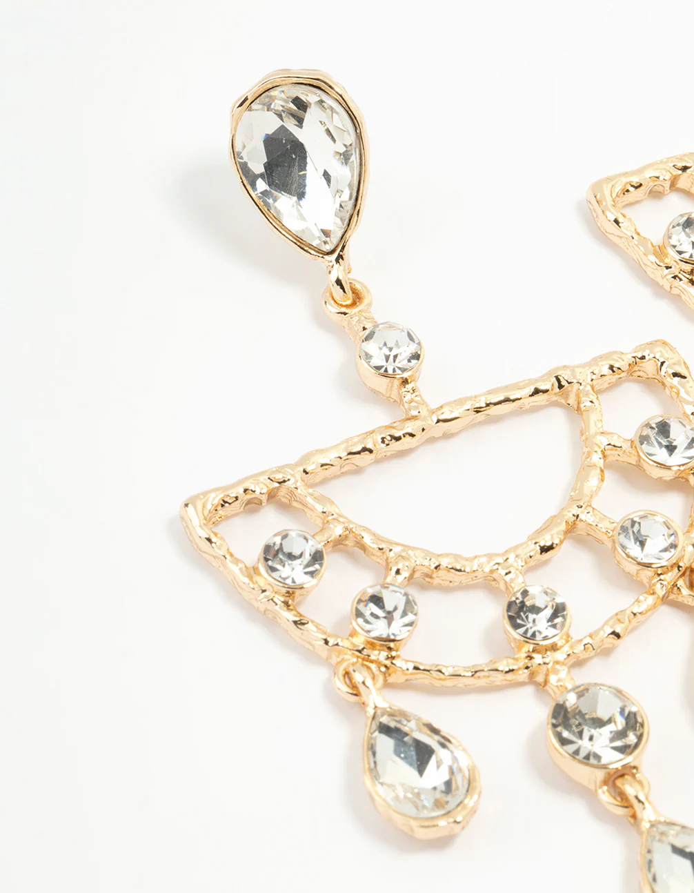 Gold Diamante Drop Earrings - Image 4