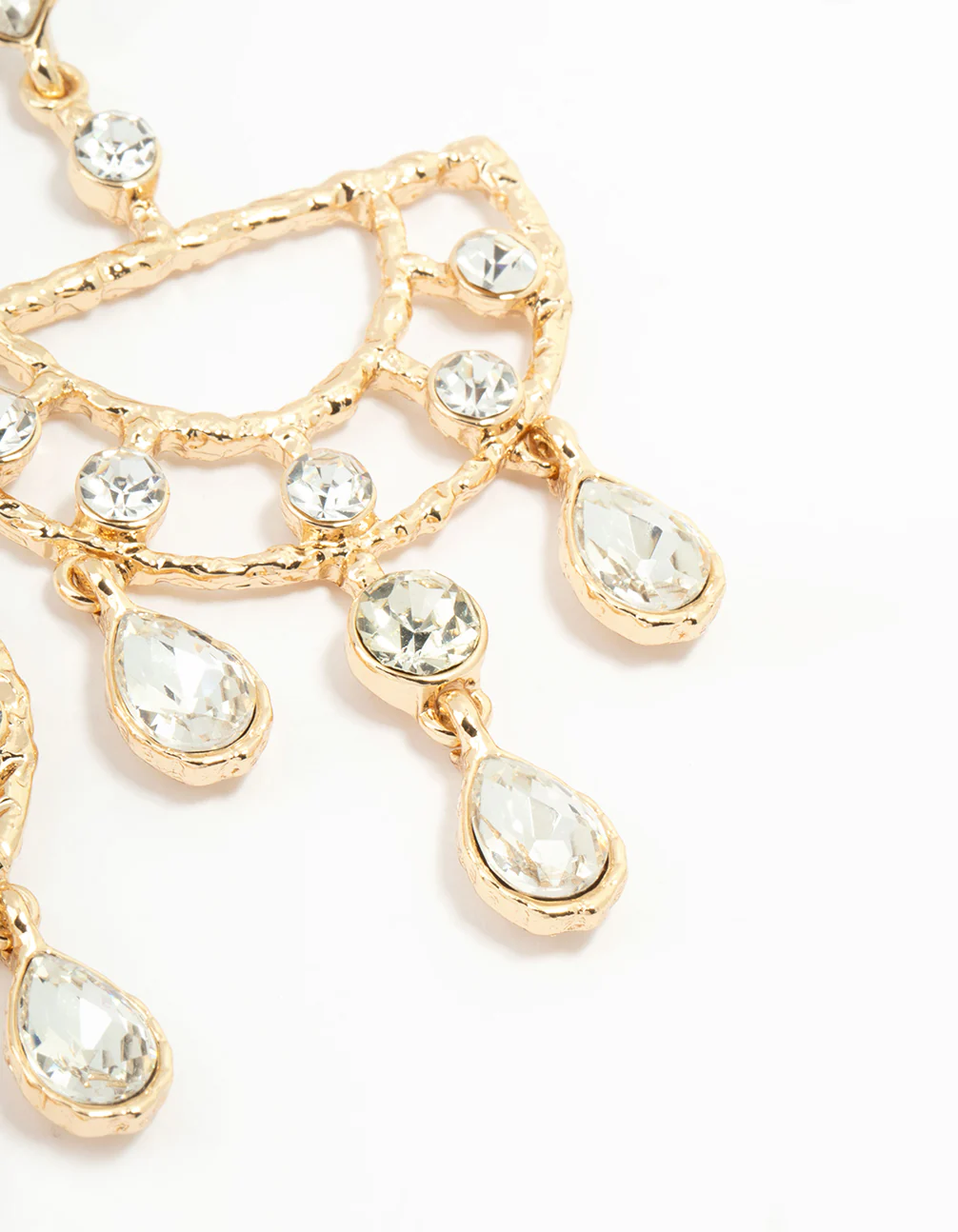 Gold Diamante Drop Earrings - Image 5