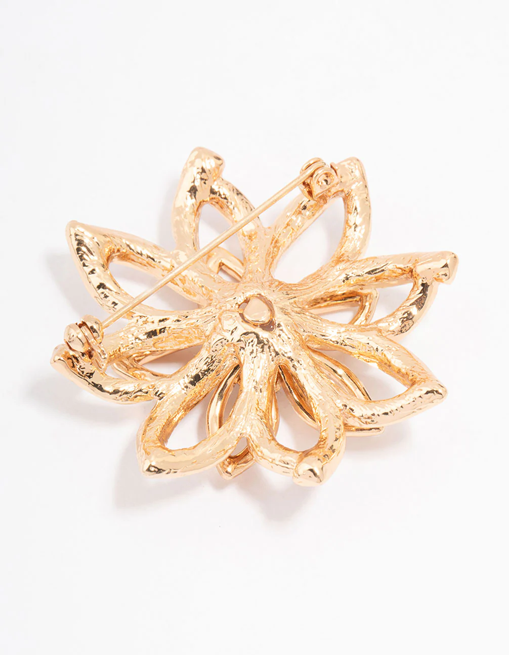 Gold Diamante Flower Outline Brooch - Image 3