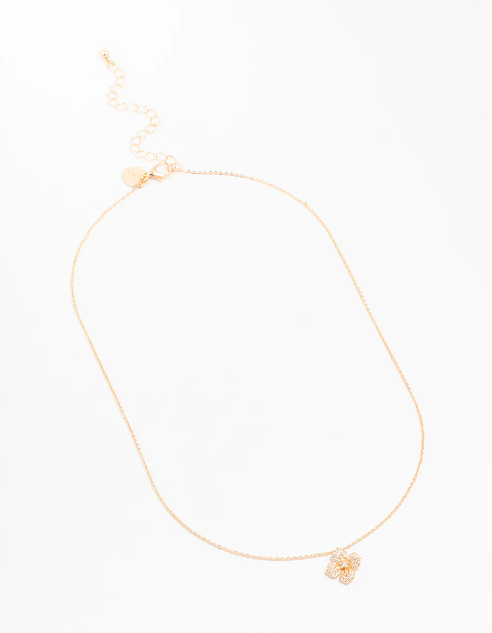 Gold Diamante Flower Pendant Necklace - Image 2
