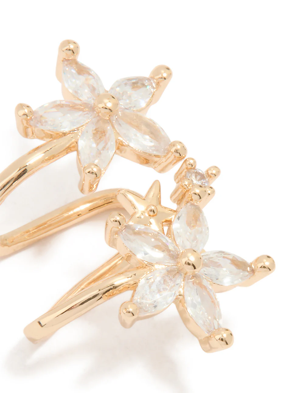 Gold Diamante Flower Structured Ear Cuff - Image 2
