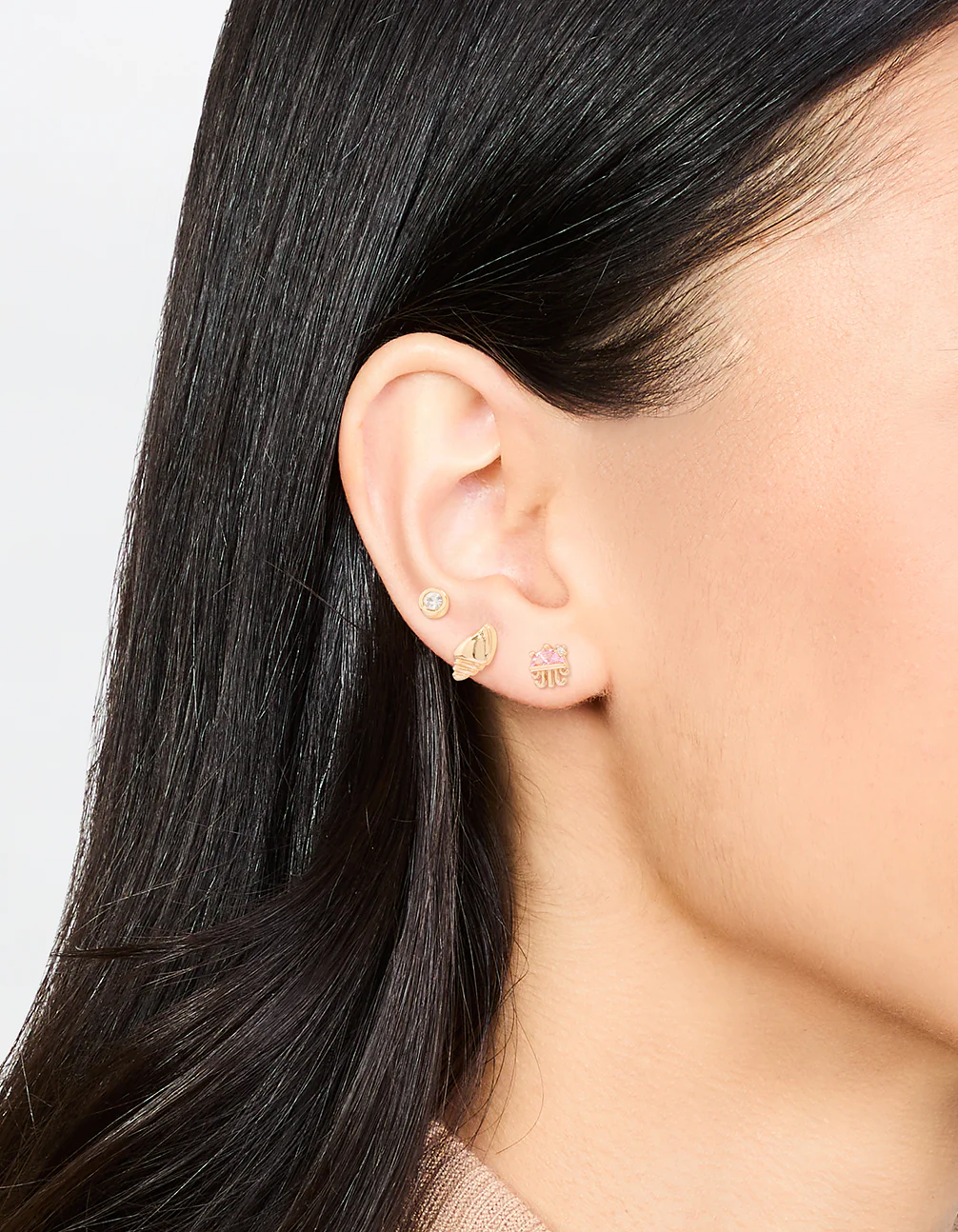 Gold Diamante Jellyfish & Shell Earrings 3-Pack - Image 2