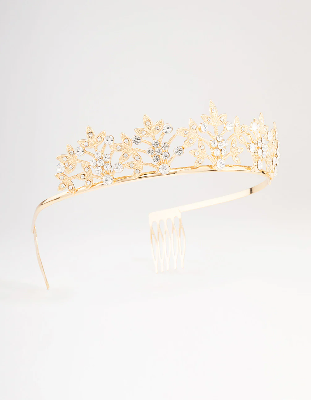 Gold Diamante Leaf Flower Crown