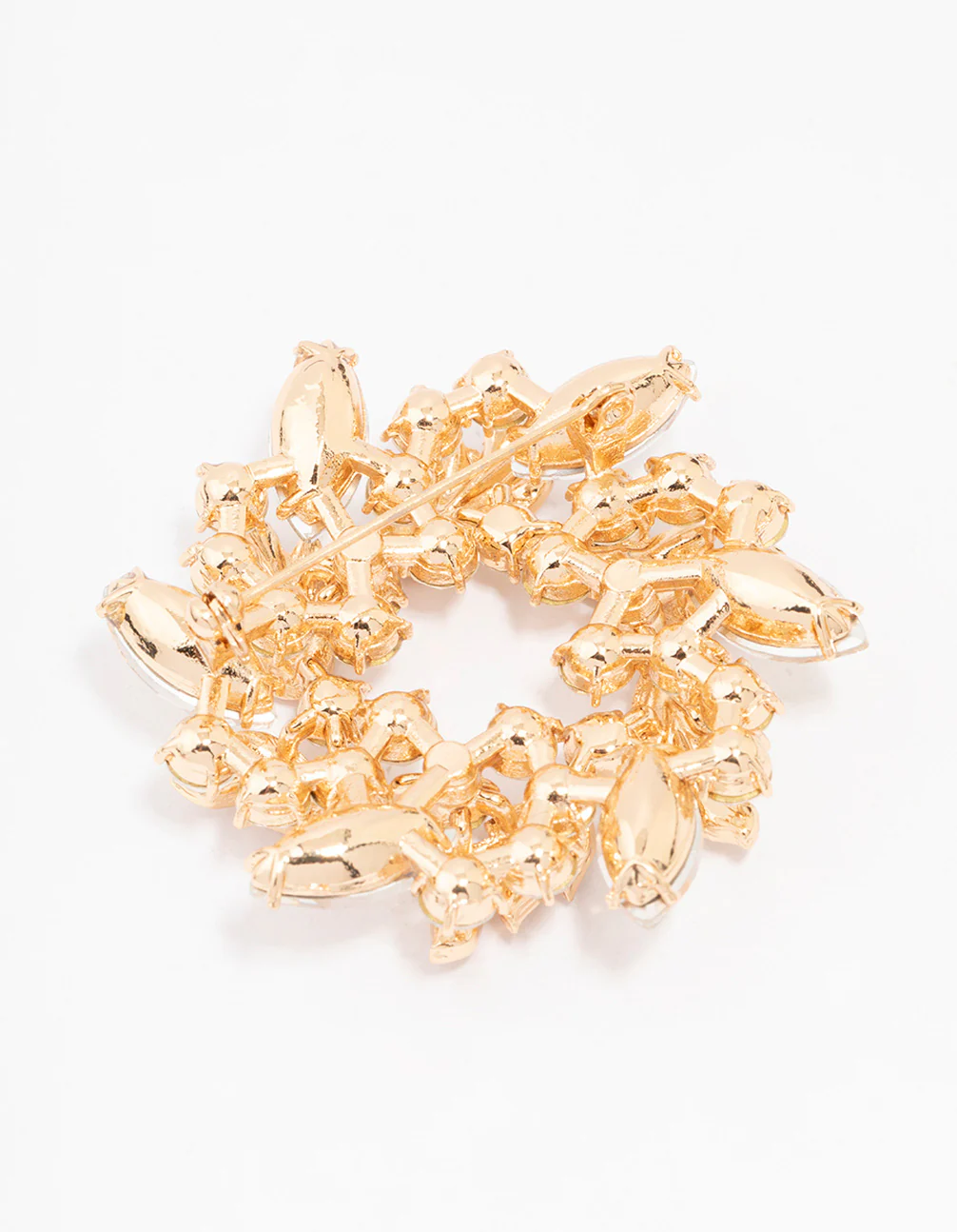 Gold Diamante Leaf Round Brooch - Image 3