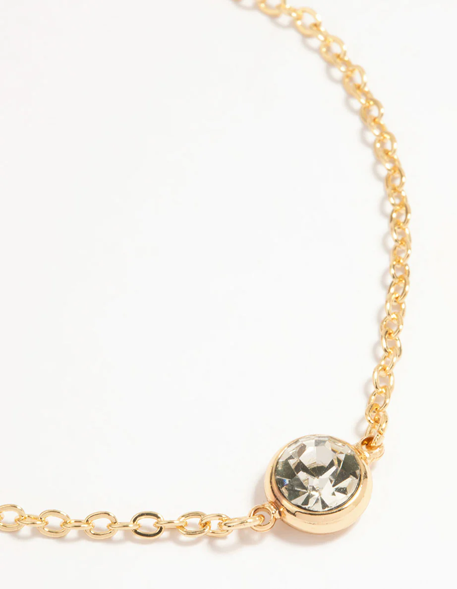 Gold Diamante Mixed Chain Bracelets 4-Pack - Image 2