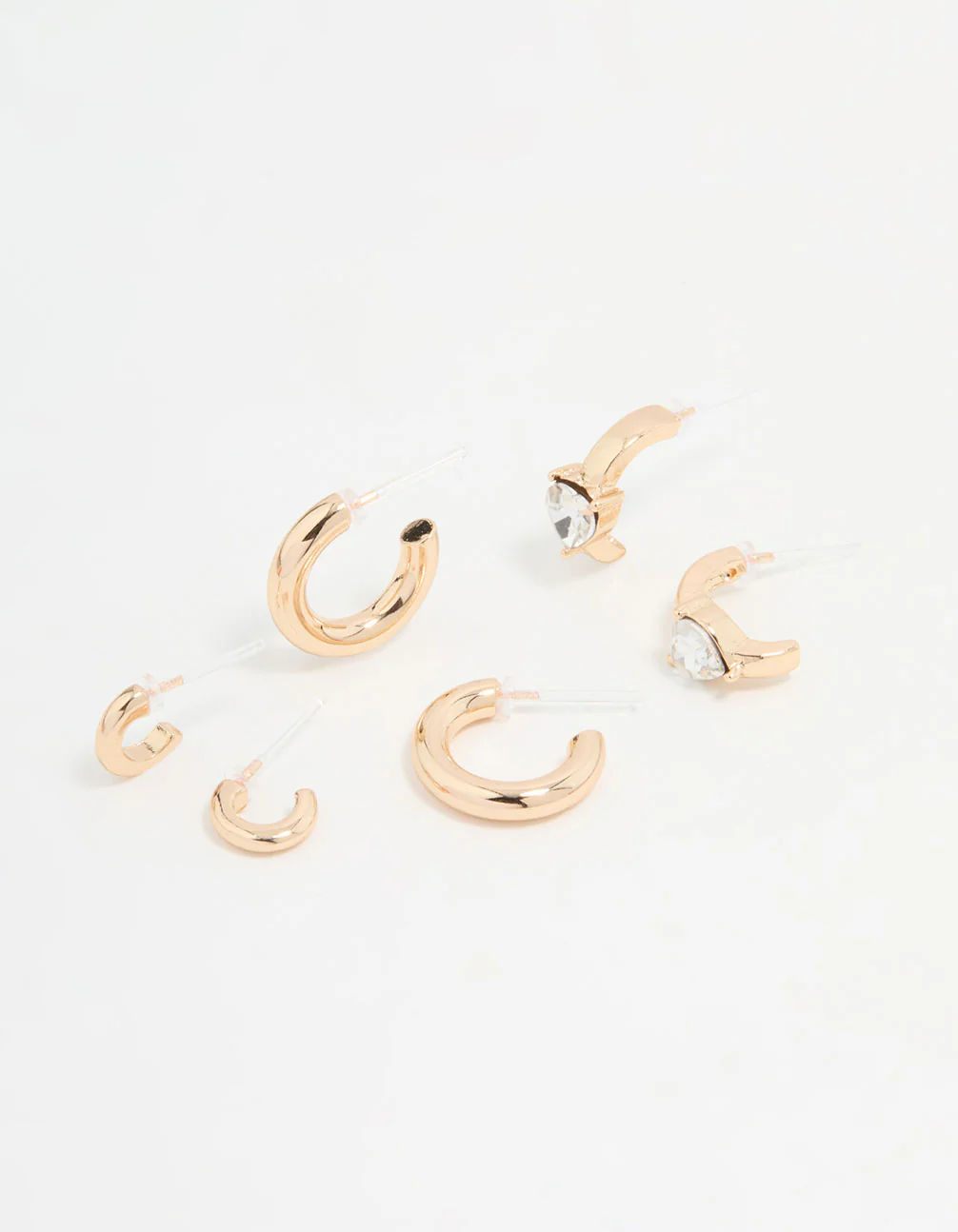 Gold Diamante Mixed Hoop Earrings 3-Pack