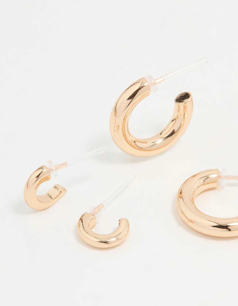Gold Diamante Mixed Hoop Earrings 3-Pack - Image 4