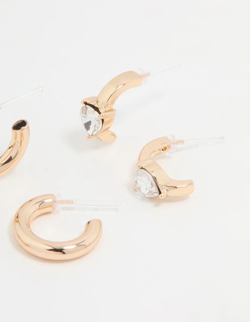 Gold Diamante Mixed Hoop Earrings 3-Pack - Image 5