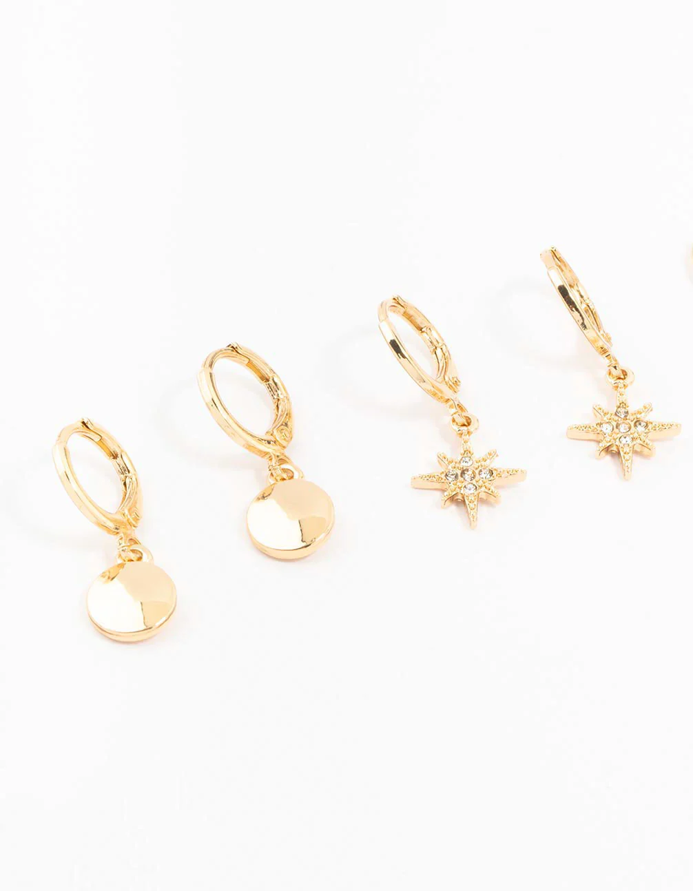 Gold Diamante Mixed Huggie Earrings 4-Pack - Image 2