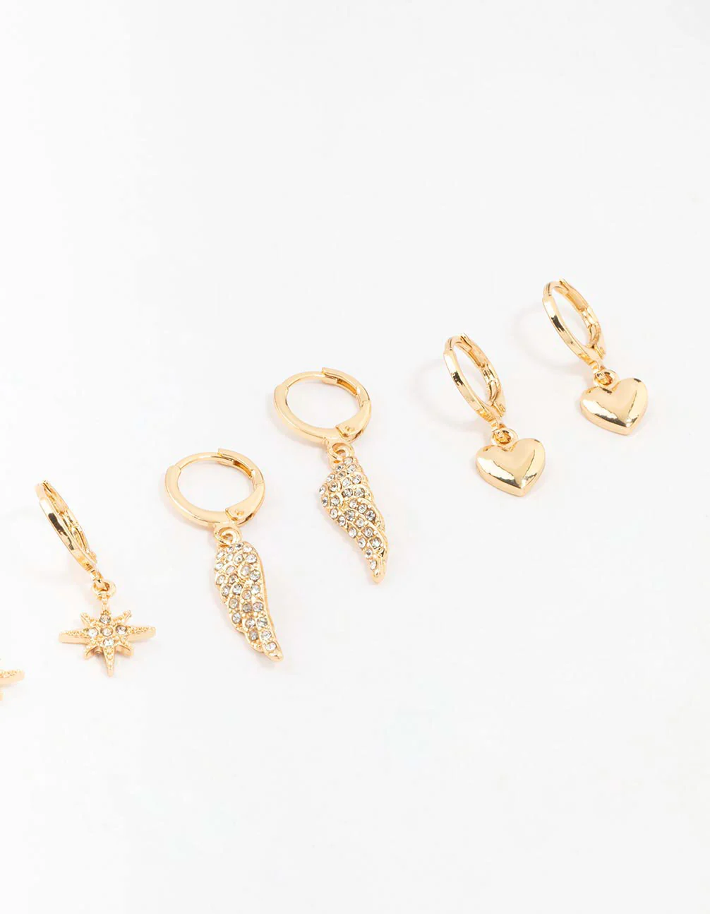 Gold Diamante Mixed Huggie Earrings 4-Pack - Image 3