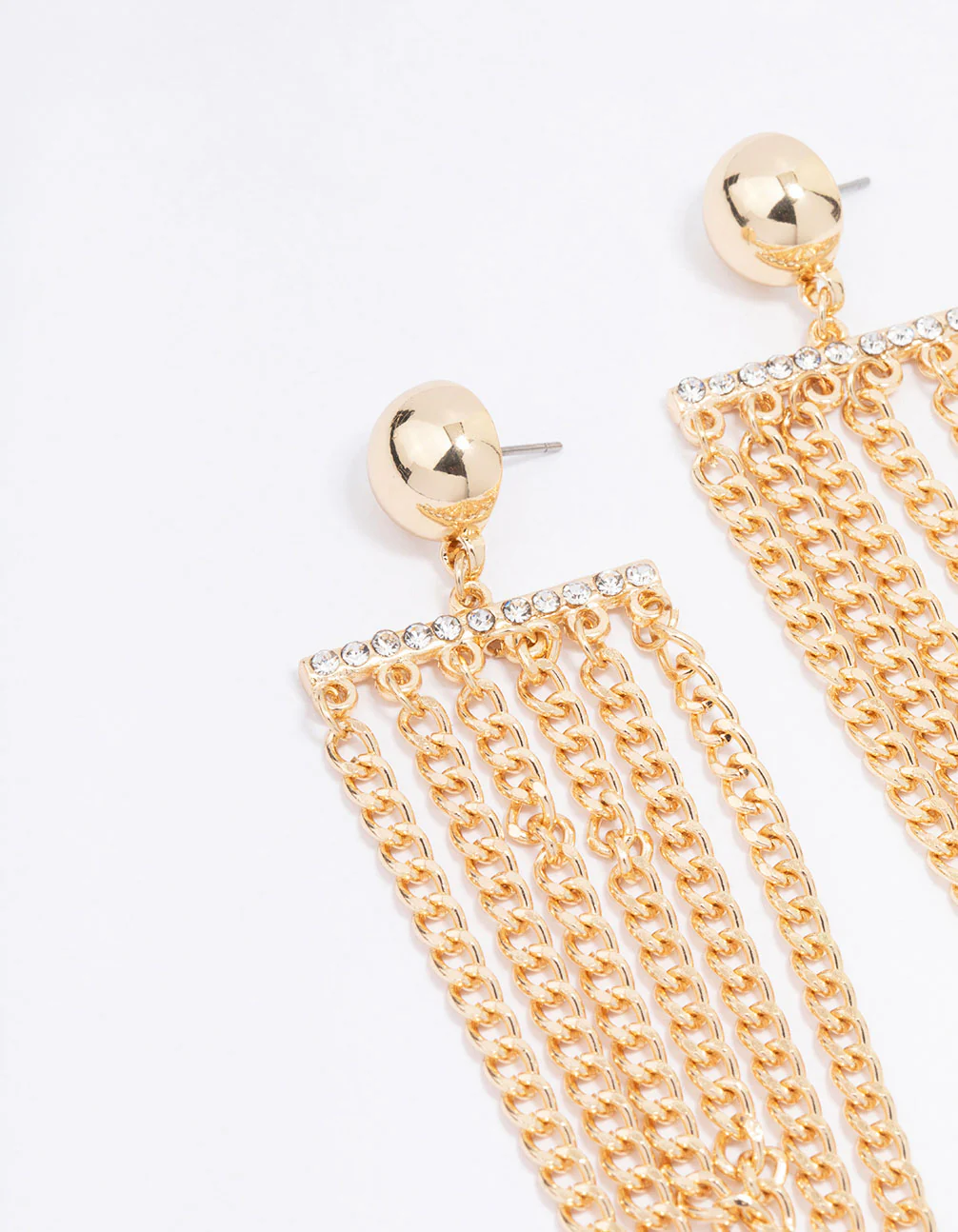 Gold Diamante Multi Chain Drop Earrings - Image 2