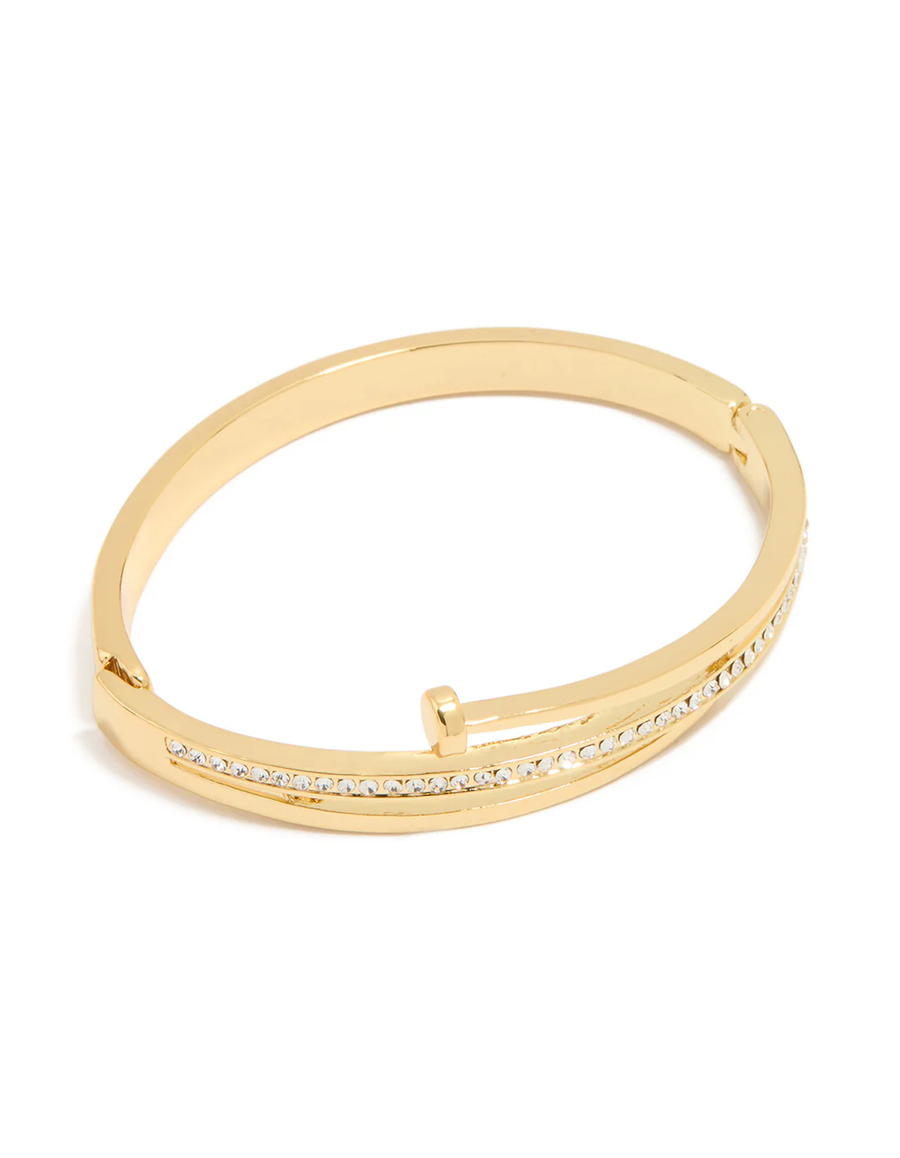 Gold Diamante Nail Hinge Bangle