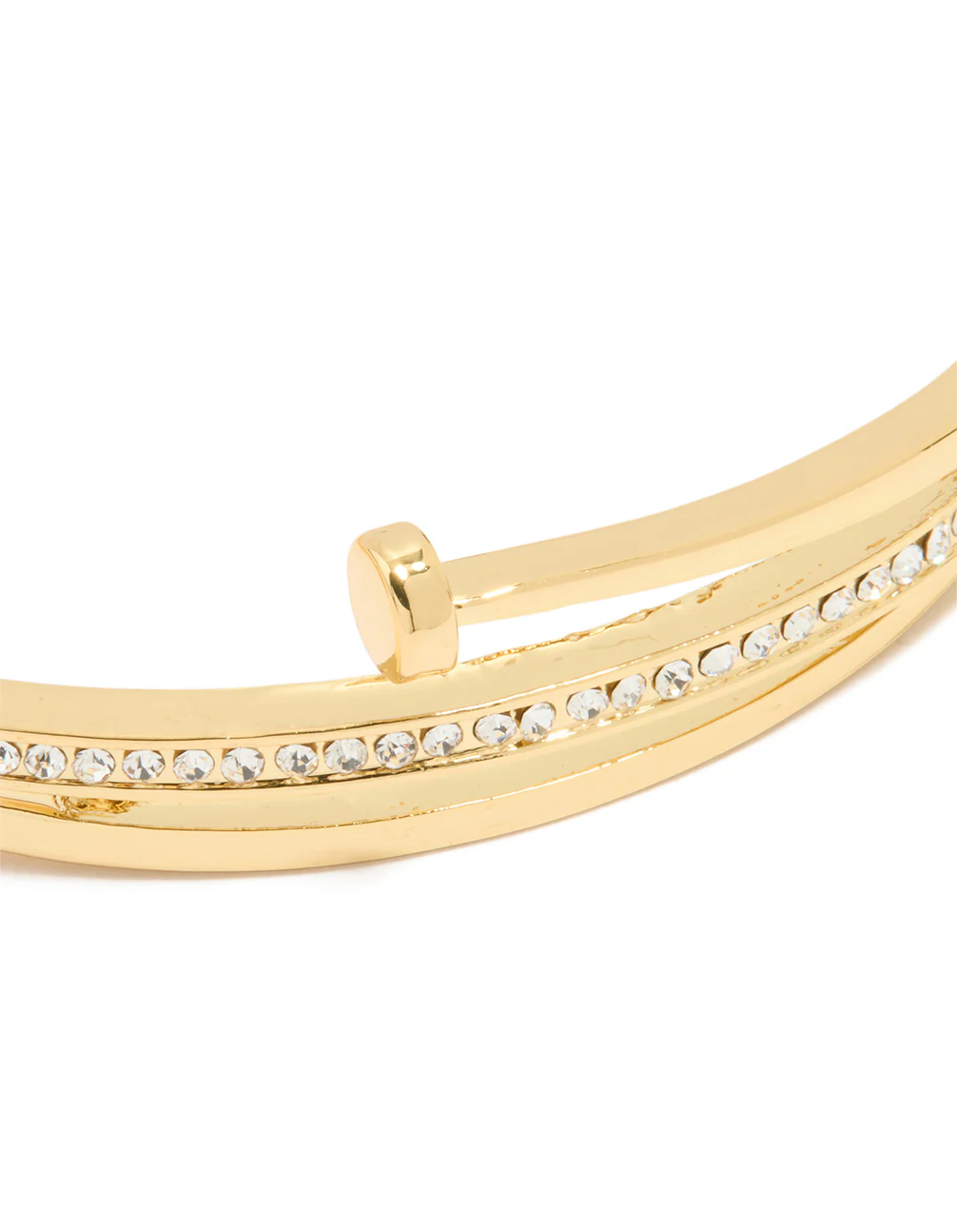 Gold Diamante Nail Hinge Bangle - Image 2