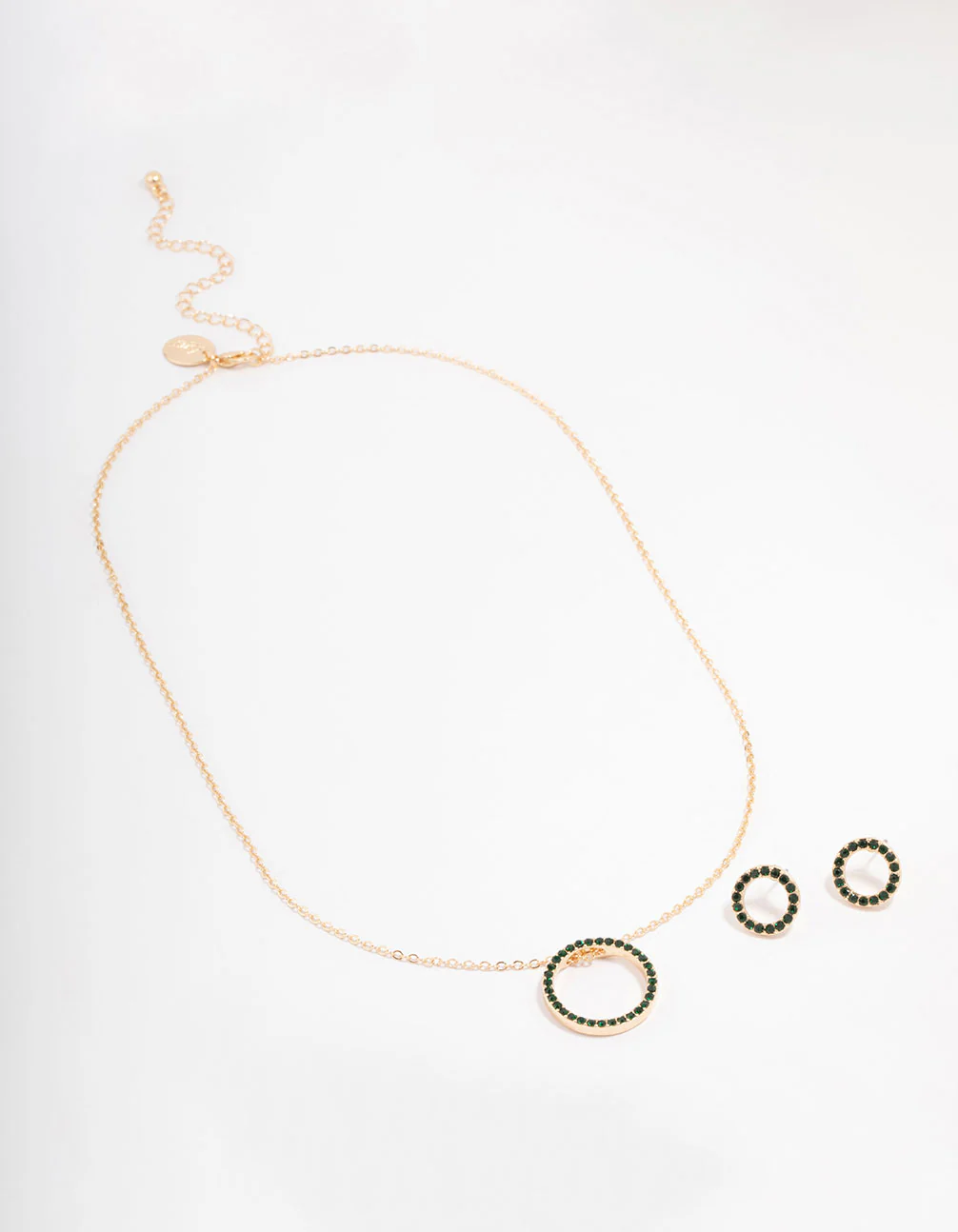 Gold Diamante Open Circle Jewellery Set - Image 2