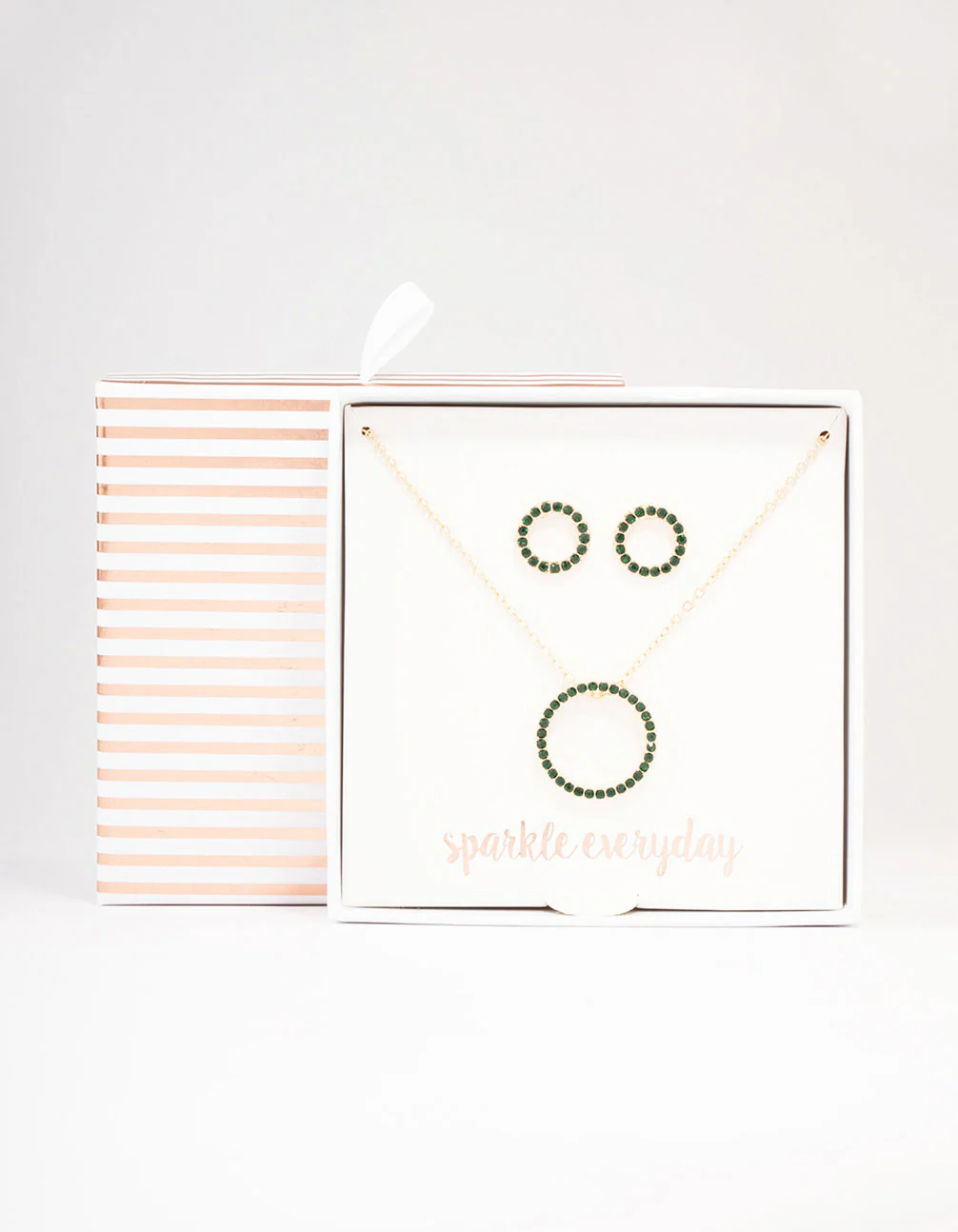Gold Diamante Open Circle Jewellery Set - Image 3