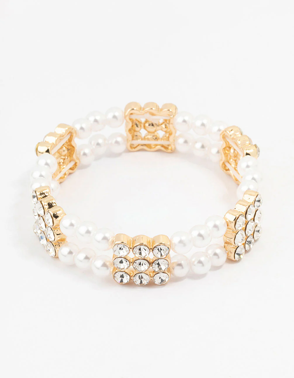 Gold Diamante & Pearl Multiple Layer Bracelet