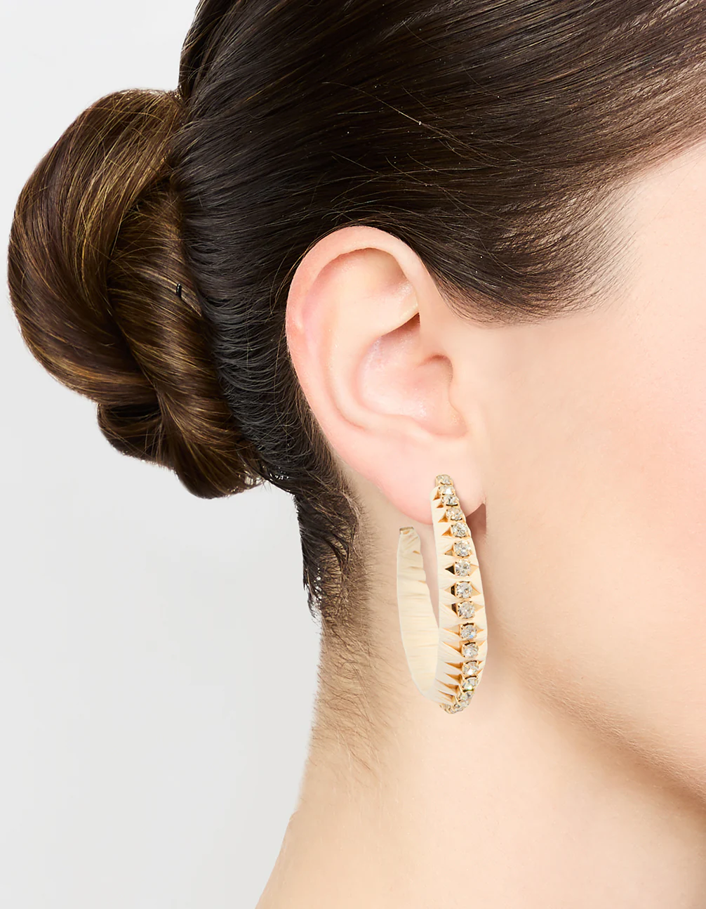Gold Diamante Raffia Hoop Earrings - Image 2