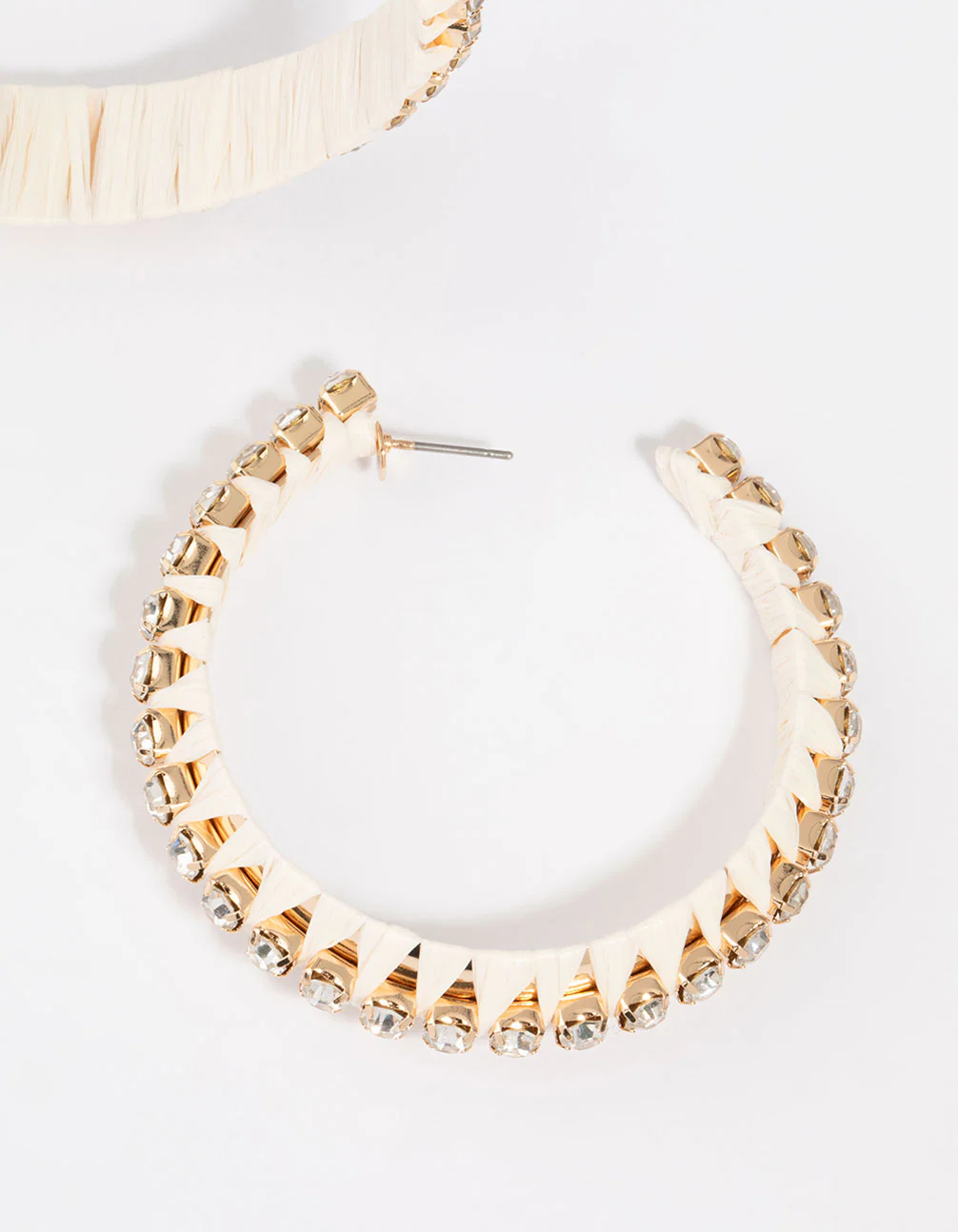 Gold Diamante Raffia Hoop Earrings - Image 5