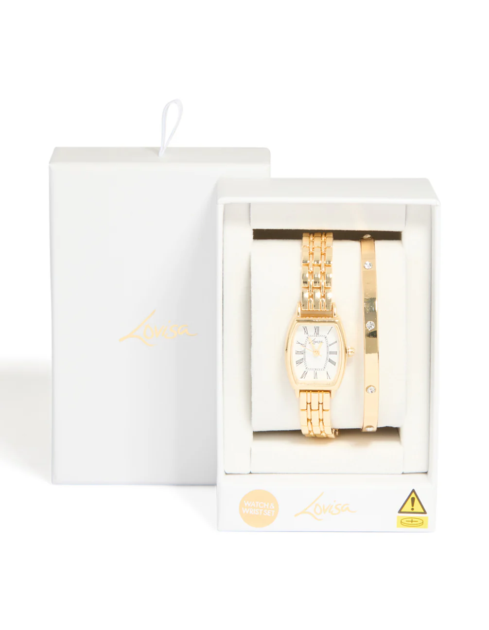 Gold Diamante Roman Numeral Watch & Wrist Cuff Set - Image 5