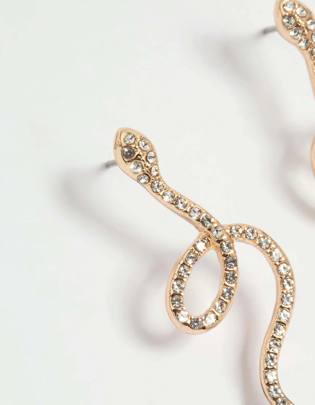 Gold Diamante Snake Drop Earrings - Image 4