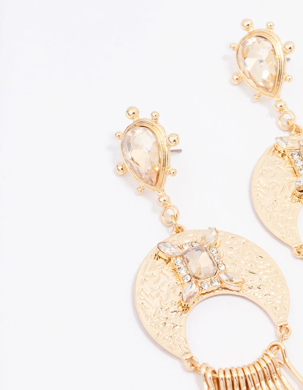 Gold Diamante Star Long Drop Earrings - Image 2