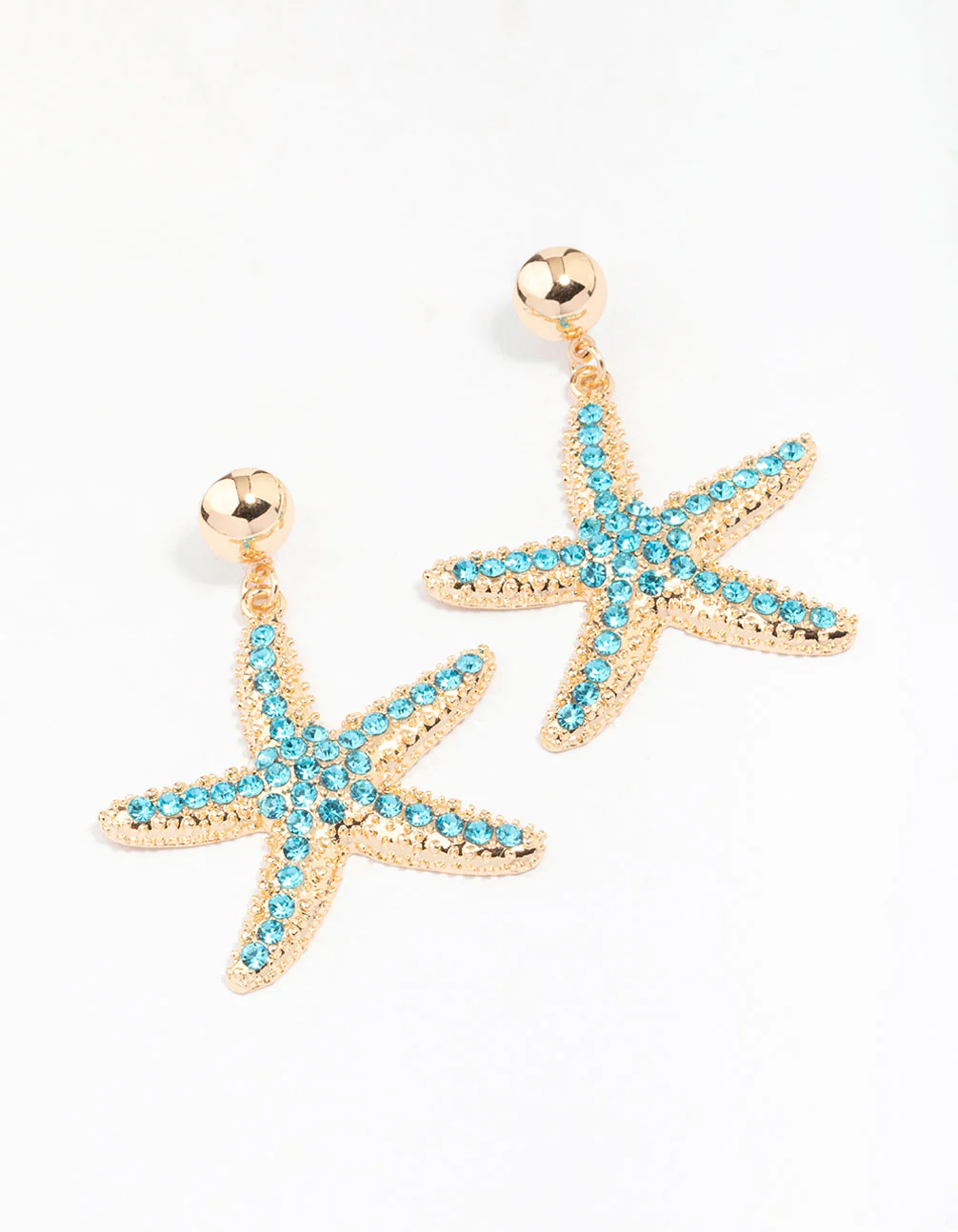 Gold Diamante Starfish Drop Earrings