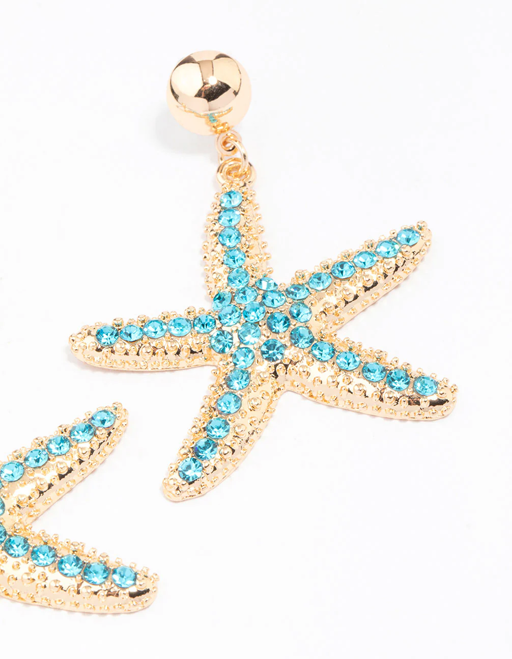Gold Diamante Starfish Drop Earrings - Image 3