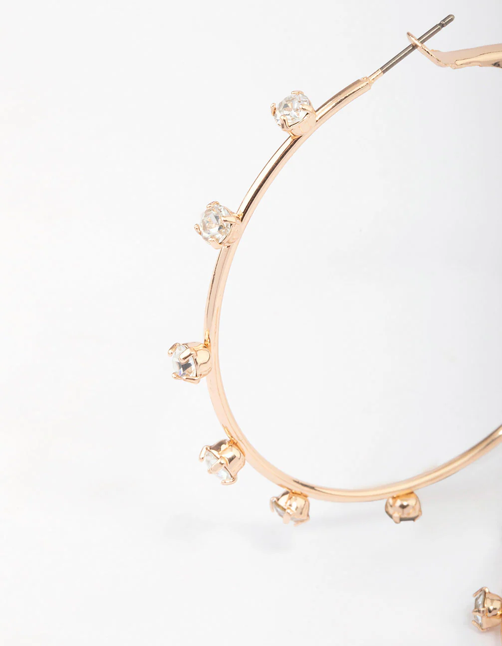 Gold Diamante Station Hoop Earrings - Image 2