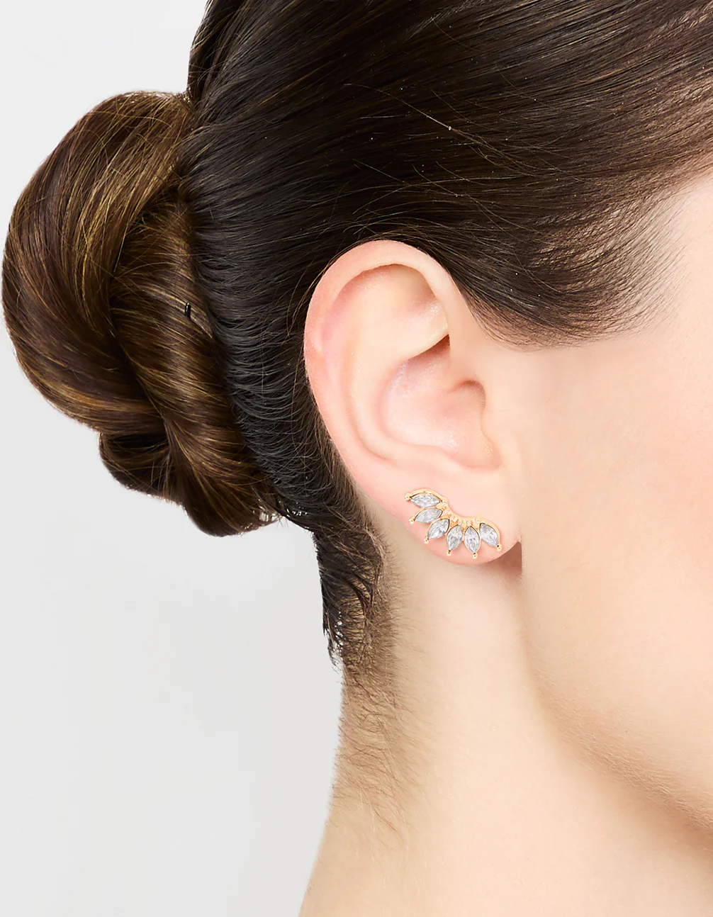 Gold Diamante Stud Earrings - Image 2