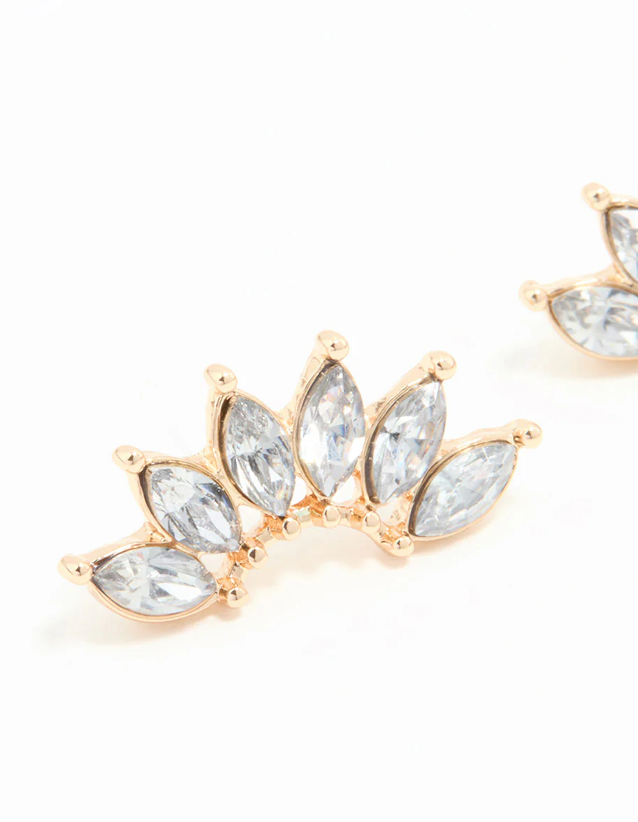 Gold Diamante Stud Earrings - Image 4