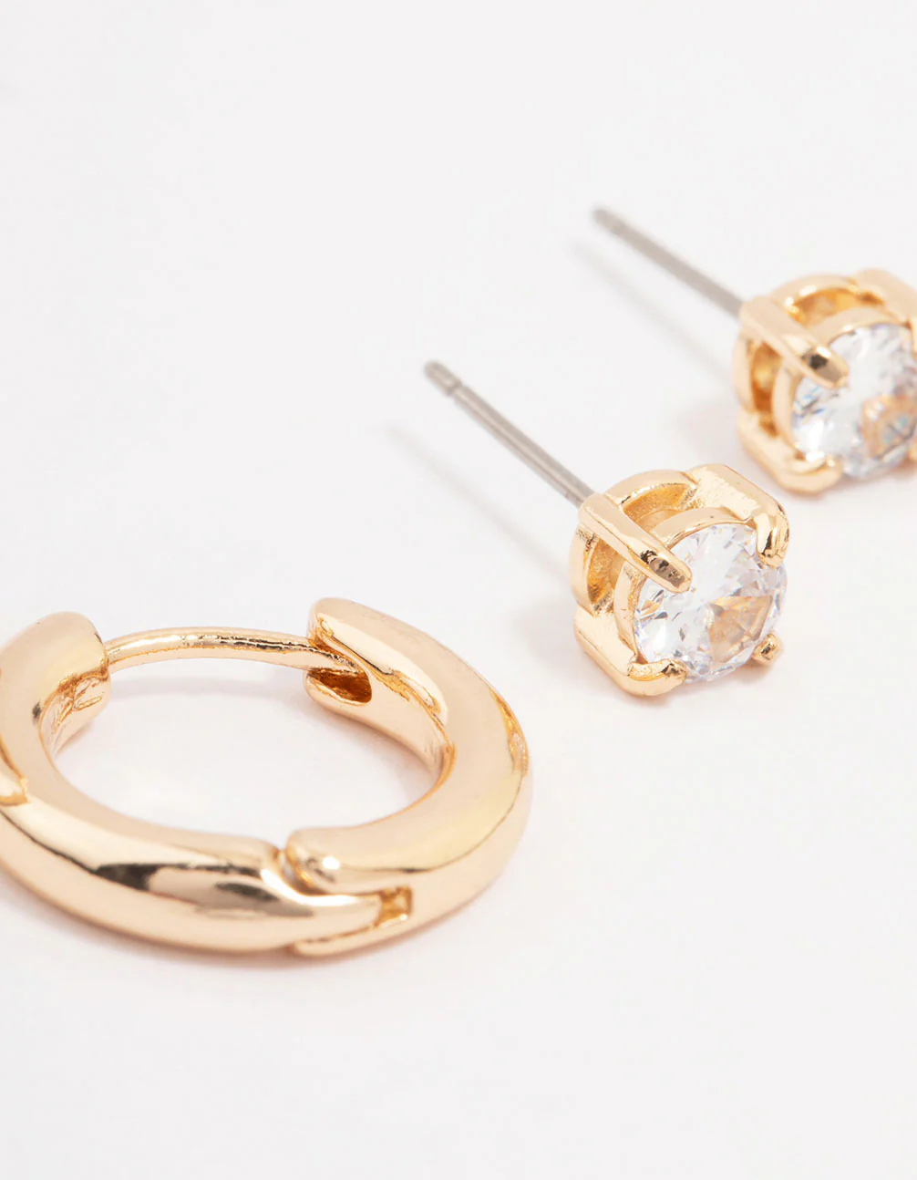 Gold Diamante Stud & Hoop Earring Pack - Image 3