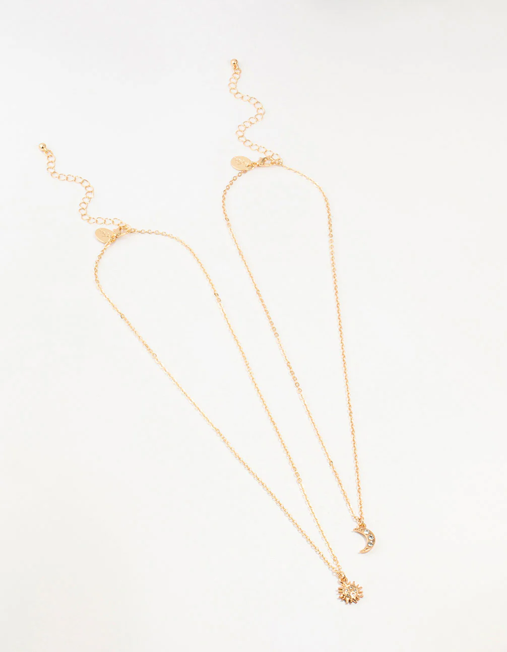 Gold Diamante Sun & Moon Necklaces 2-Pack - Image 2