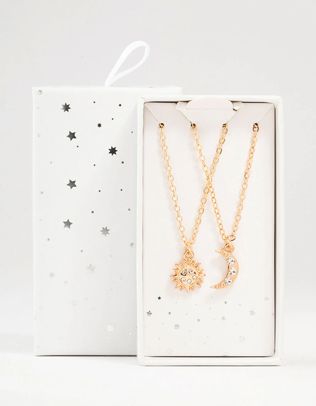 Gold Diamante Sun & Moon Necklaces 2-Pack - Image 3