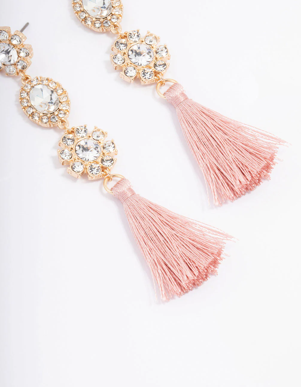 Gold Diamante Tassel Drop Earrings - Image 3