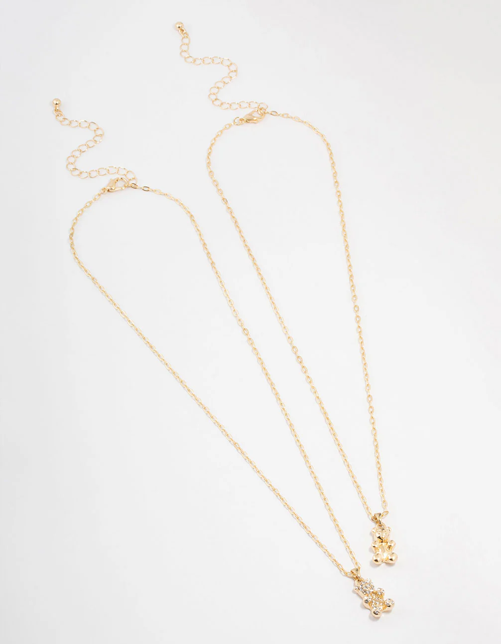 Gold Diamante Teddy Pendant Necklace Pack