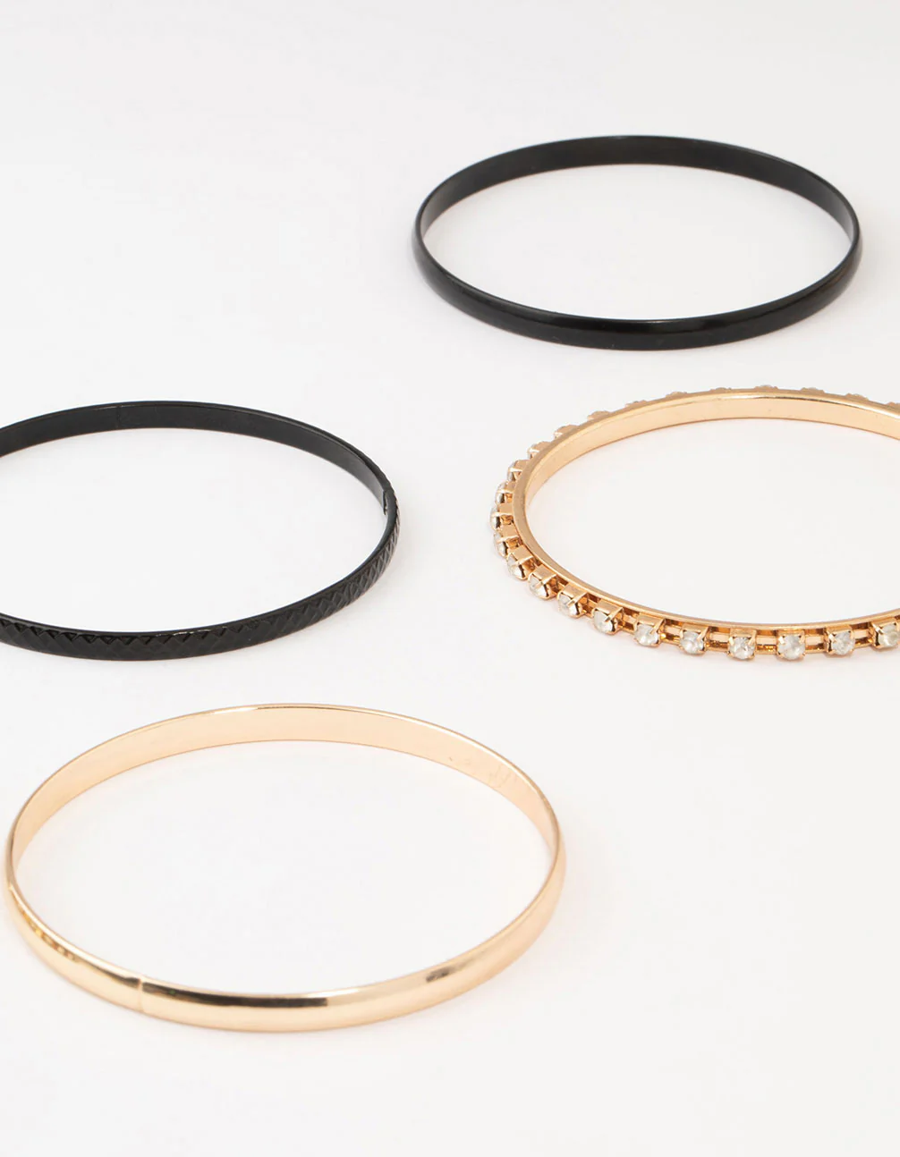Gold Diamante Thin & Thick Bangles 9-Pack - Image 3